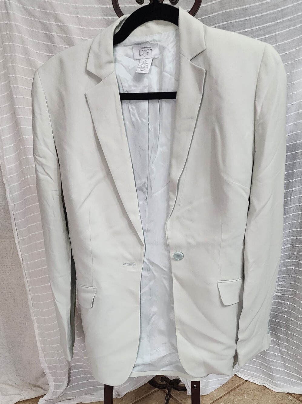 LOFT Womens Silk Light Blue Green Single-Button Notch Lapel Blazer